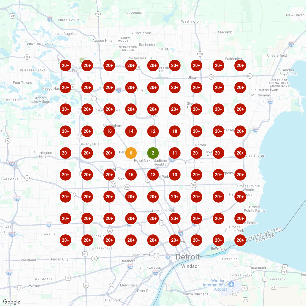 Royal Oak dumpster rental rank map 5-mile